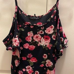 Black floral off the shoulder shirt